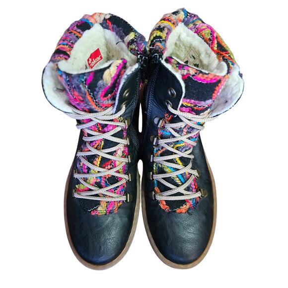 Rieker Felicitas Wool Lined Black Ankle Boots Side Zip 6.5 /37  EUC - Picture 4 of 10